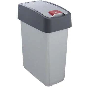 Photo Poubelle avec couvercle - 10 litres - Argent/Gris KEEEPER Magne