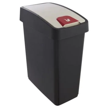 Photo Poubelle avec couvercle - 25 litres - Anthracite/Crème KEEEPER Magne