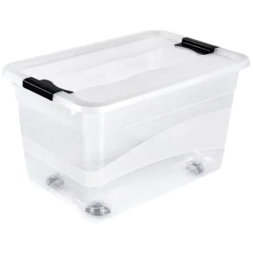 Photo Boite de rangement à roulettes - 52 L - Transparent KEEEPER Konrad