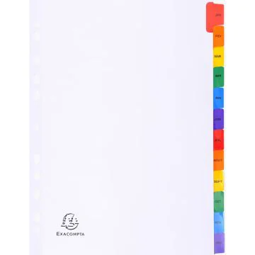 Photo Jeu de 12 Intercalaires mensuels avec touches couleurs - Janvier à décembre - 225 x 297 mm EXACOMPTA Image
