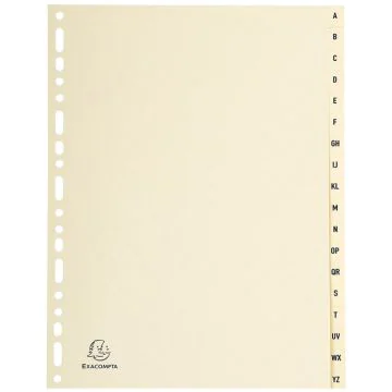 Photo Jeu de 18 Intercalaires alphabétiques en carte - 225 x 297 mm - A4 EXACOMPTA Image