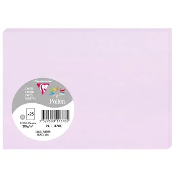 Photo Cartes en papier - C6 110 x 155 mm - Lilas CLAIREFONTAINE Pollen Lot de 25