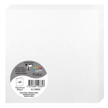 Photo Cartes double en papier - 135 x 135 mm - Blanc Irisé CLAIREFONTAINE Pollen Lot de 25