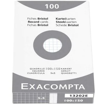 Photo Fiches Bristol quadrillées - 100 x 150 mm - Blanc EXACOMPTA Image