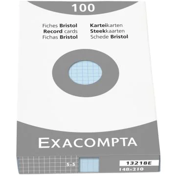 Photo Fiches Bristol quadrillées - 148 x 210 mm - Bleu azur : EXACOMPTA Image