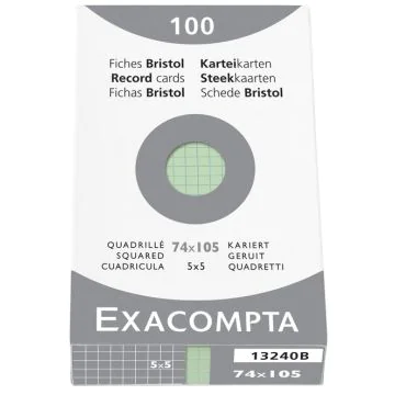 Photo Fiches Bristol quadrillées - 74 x 105 mm - Vert EXACOMPTA Image