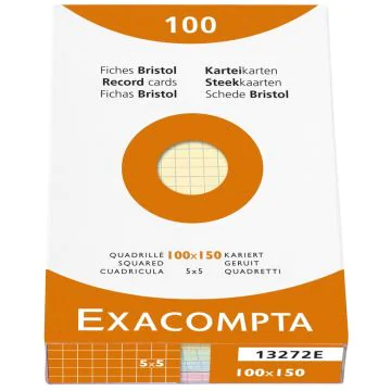 Photo Fiches Bristol quadrillées - 100 x 150 mm - Assortiment EXACOMPTA Image