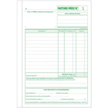 Auto-Entrepreneur - Facture - Carnet autocopiant Dupli A5 EXACOMPTA
