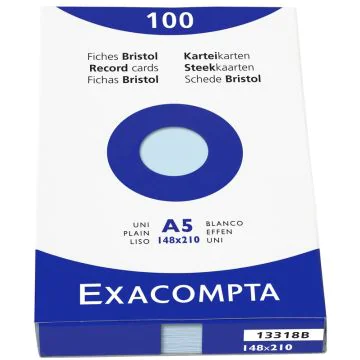 Photo Fiches Bristol unies - 148 x 210 mm - Bleu azur EXACOMPTA Image