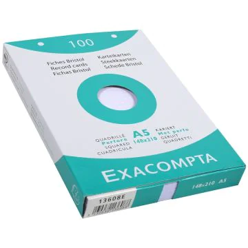 Photo Fiches Bristol quadrillées et perforées - 148 x 210 mm - Blanc EXACOMPTA Image