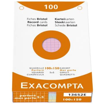 Photo Fiches Bristol quadrillées et perforées - 100 x 150 mm - Assortiment EXACOMPTA Image