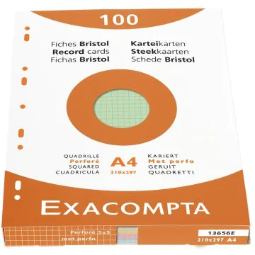 Photo Fiches Bristol quadrillées et perforées - 210 x 297 mm - Assortiment EXACOMPTA Image