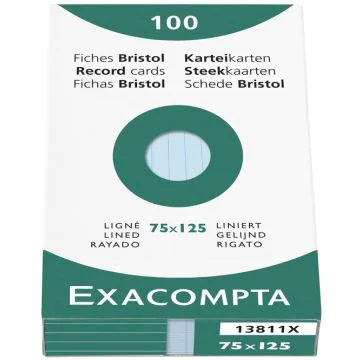 Photo Fiches Bristol lignées - 75 x 125 mm - Bleu azur EXACOMPTA Image