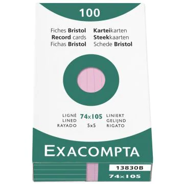 Photo Fiches Bristol lignées - 74 x 105 mm - Rose EXACOMPTA Image