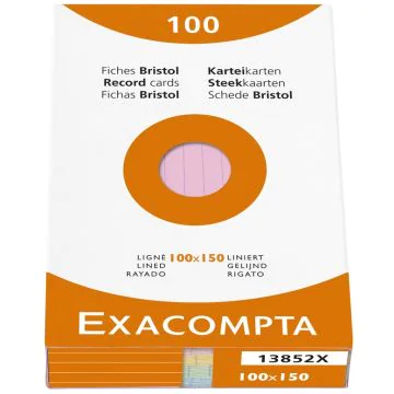 Photo Fiches Bristol lignées - 100 x 150 mm - Assortiment EXACOMPTA 13852X