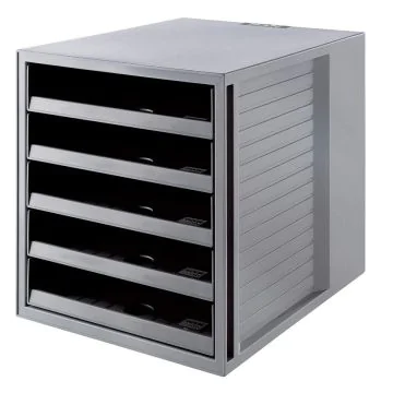 Photo Module de classement - 5 tiroirs ouverts - Gris : HAN KARMA 14018-18