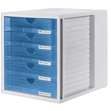 Photo Module de classement - 5 tiroirs - Gris / Bleu translucide HAN 1450-64