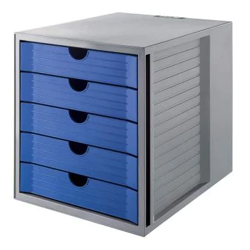 Photo Module de classement - 5 tiroirs fermés - Gris / Bleu : HAN KARMA
