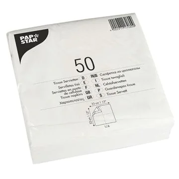 Lot de 50 Serviettes en papier 2 couches - Blanc PAP STAR Image