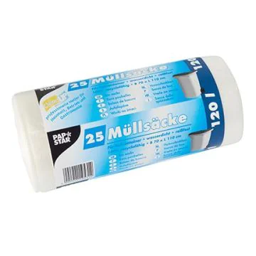 Photo Lot de 25 Sacs poubelle - 120 litres - Transparent : PAP STAR