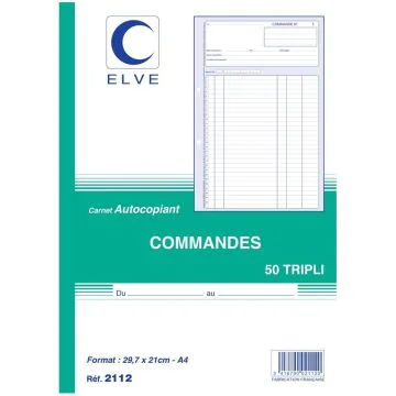 Photo Carnet de commandes 297 x 210 mm - Autocopiant Tripli ELVE