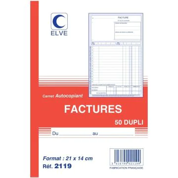Photo Carnet de factures autocopiant Dupli - 210 x 140 mm ELVE
