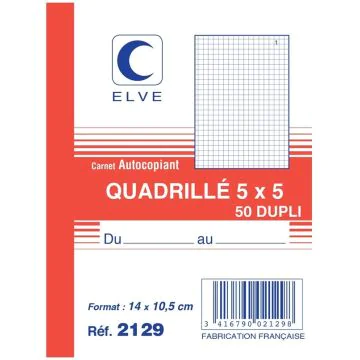 Photo Carnet quadrillé 140 x 105 mm - Autocopiant Dupli ELVE