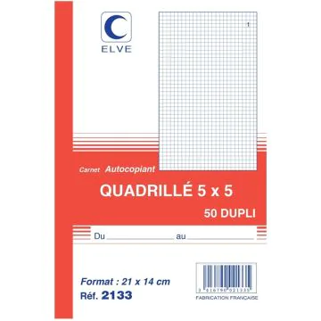 Photo Carnet Quadrillé 210 x 140 mm - Autocopiant Dupli ELVE