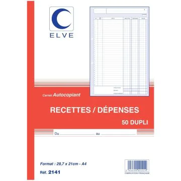 Photo Carnet RECETTES DÉPENSES autocopiant Dupli - 297 x 210 mm ELVE