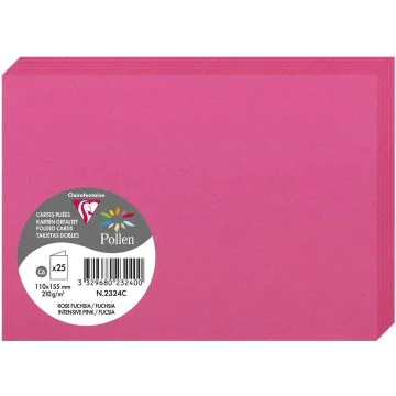 Photo Cartes double en papier - 110 x 155 mm C6 - Rose fuchsia - CLAIREFONTAINE Pollen 