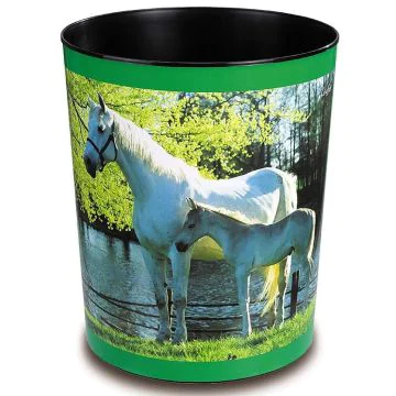 Photo 26658 LAUFER : Corbeille à papier - Chevaux blancs (Fournitures)