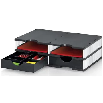 Photo Module de classement - 4 compartiments - Noir/Blanc/Noir STYRO Styrodoc Duo Visuel