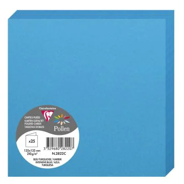 Photo Cartes double en papier - 135 x 135 mm - Bleu Turquoise CLAIREFONTAINE Pollen Lot de 25