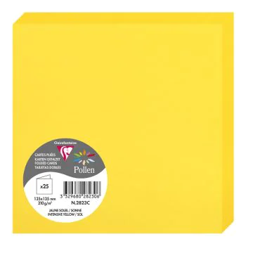Photo Cartes double en papier - 135 x 135 mm - Jaune Soleil CLAIREFONTAINE Pollen Lot de 25