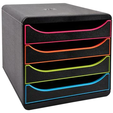 Photo Caisson à 4 tiroirs - Big Box - Noir/Arlequin EXACOMPTA Black Office