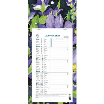 Calendrier mensuel 2025 mural - 16 x 33 cm EXACOMPTA Fleurs