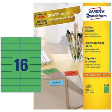 Photo Étiquettes autocollantes Vertes 105 x 37 mm AVERY 3454