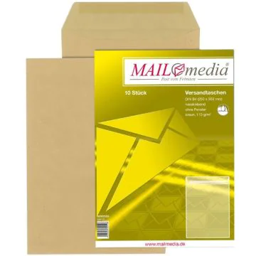 Photo Pochettes d'expédition auto-adhésives - 176 x 250 mm - Kraft : MAIL MEDIA Lot de 10 (36810/7)