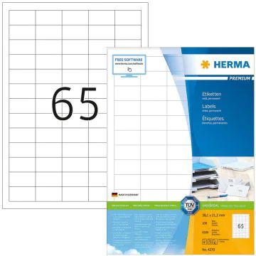 Étiquettes adhésives - 38,1 x 21,2 mm - Blanc HERMA Premium 4270