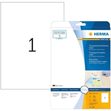 Photo Étiquettes adhésives résistantes - 210 x 297 mm - Transparent HERMA