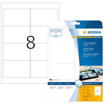 Photo Étiquettes brillantes adhésives blanches - 96 x 63,5 mm HERMA Lot de 200