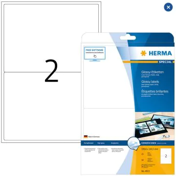 Photo Étiquettes brillantes adhésives blanches - 199,6 x 143,5 mm HERMA Lot de 50