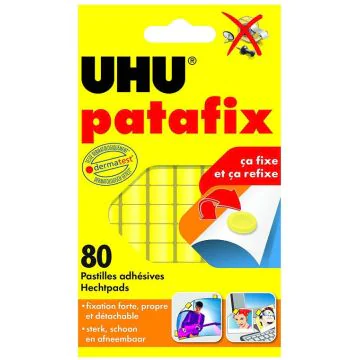 Photo UHU : Lot de 80 pastilles adhésives repositionnables - Patafix jaune Modèle