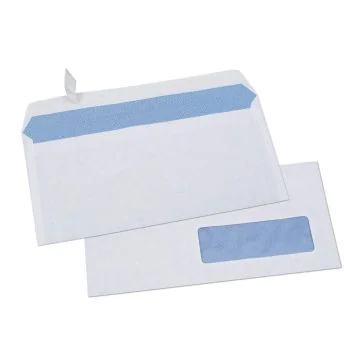 Photo Lot de 500 Enveloppes autocollantes avec fenêtre 35 x 100mm - DL 110 x 220 mm : GPV 503