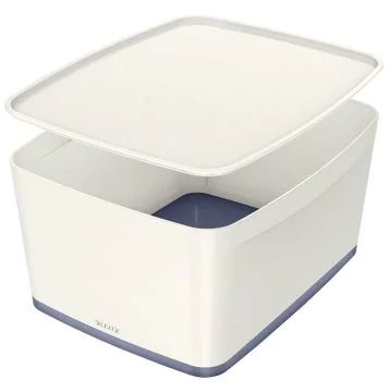 Photo Boîte de rangement WOW avec couvercle - 18 litres - Blanc / Gris LEITZ My Box