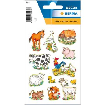 Photo HERMA : Lot de 36 stickers en papier - Animaux de la ferme - 5419