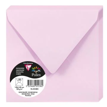 Photo Enveloppe POLLEN Rose Dragée Format  140 x 140 mm 5538C