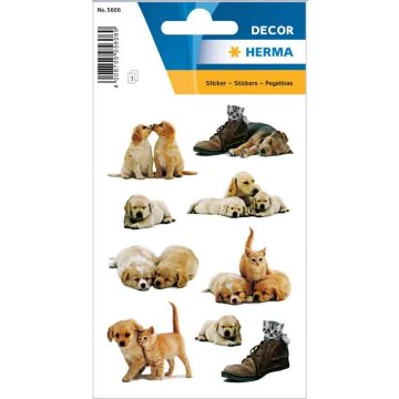 Photo HERMA : Lot de 27 stickers en papier - Chiots - 5606