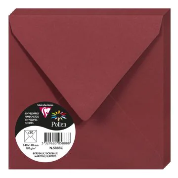 Photo Enveloppe POLLEN Bordeaux Format  140 x 140 mm 5888C