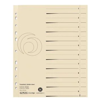 Photo Intercalaires en carton - 240 x 300 mm - Chamois : HERLITZ Lot de 10 réf. 5971502